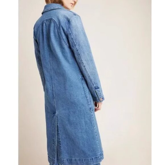 NWT Anthropologie Peggy Denim Duster Jacket Large - Picture 8 of 11